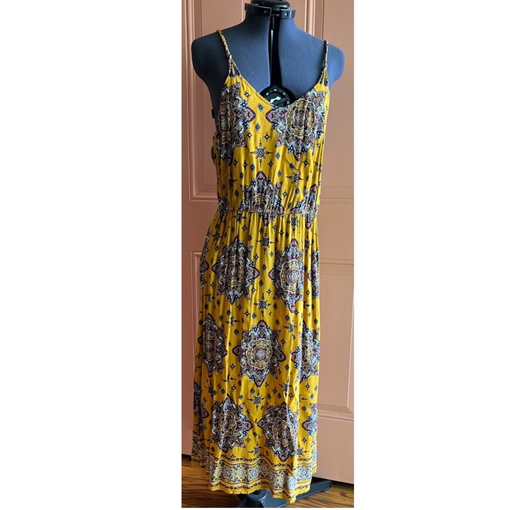 Pink Rose Vintage • Yellow Floral Summer Dress • Size Large